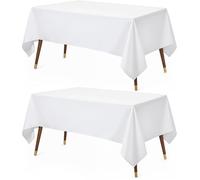 Utopia Kitchen Rectangle Tablecloth 152x304 cm - (Pack of 2) White Table Cover Machine Washable Table Cloth Perfect for Parties, Weddings and Festivals (60x120 inches)