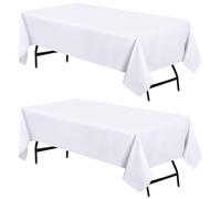 Utopia Kitchen Rectangular Tablecloth, Table Cover, Ideal for Parties, Events, Weddings and Restaurants, Machine Washable, 132 x 160 cm, Set of 2, White