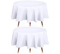 Utopia Kitchen Round Tablecloth 60 Inches (Pack of 2) White Table Cover Perfect for Parties, Weddings and Festivals (152 cm)