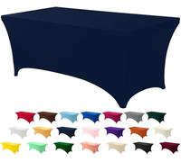 Utopia Kitchen Spandex Table Cloth 1 Pack [6FT, Navy Blue] Tight, Fitted, Washable and Wrinkle Resistant Stretch Rectangular Patio Table Cover for Event, Wedding, Banquet & Parties [183Lx76Wx76H] cm