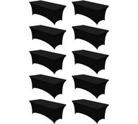 Utopia Kitchen Spandex Table Cloth 10 Pack [4FT, Black] Tight, Fitted, Washable and Wrinkle Resistant Stretch Rectangular Patio Table Cover for Event, Wedding, Banquet & Parties [122Lx76Wx76H] cm