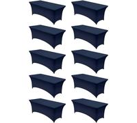 Utopia Kitchen Spandex Table Cloth 10 Pack [6FT, Navy] Tight, Fitted, Washable and Wrinkle Resistant Stretch Rectangular Patio Table Cover for Event, Wedding, Banquet & Parties [183Lx76Wx76H] cm