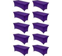 Utopia Kitchen Spandex Table Cloth 10 Pack [6FT, Purple] Tight, Fitted, Washable and Wrinkle Resistant Stretch Rectangular Patio Table Cover for Event, Wedding, Banquet & Parties [183Lx76Wx76H] cm