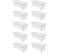 Utopia Kitchen Spandex Table Cloth 10 Pack [6FT, White] Tight, Fitted, Washable and Wrinkle Resistant Stretch Rectangular Patio Table Cover for Event, Wedding, Banquet & Parties [183Lx76Wx76H] cm