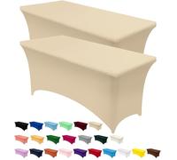 Utopia Kitchen Spandex Table Cloth 2 Pack [6FT, Champagne] Tight, Fitted, Washable and Wrinkle Resistant Stretch Rectangular Patio Table Cover for Event, Wedding, Banquet & Parties [183Lx76Wx76H] cm