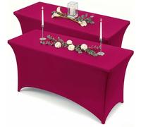 Utopia Kitchen Spandex Table Cloth 2 Pack [6FT, Fuchsia] Tight, Fitted, Washable and Wrinkle Resistant Stretch Rectangular Patio Table Cover for Event, Wedding, Banquet & Parties [183Lx76Wx76H] cm