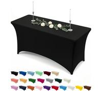 Utopia Kitchen Spandex Tablecloth 1 Pack [5FT, Black] Tight, Fitted, Washable and Wrinkle Resistant Stretch Rectangular Patio Table Cover for Wedding, Banquet & Parties [60Lx30Wx30H Inch] (UK0738)