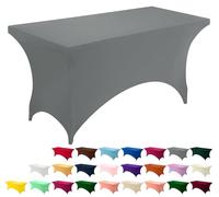 Utopia Kitchen Spandex Tablecloth 1 Pack [6FT, Grey] Tight, Fitted, Washable and Wrinkle Resistant Stretch Rectangular Patio Table Cover for Event, Wedding, Banquet & Parties [183Lx76Wx76H] cm