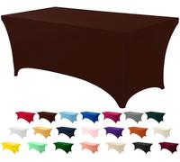 Utopia Kitchen Spandex Tablecloth 1 Pack [6FT, Light Coffee] Tight, Fitted, Washable & Wrinkle Resistant Stretch Rectangular Patio Table Cover for Event, Wedding & Parties [72Lx30Wx30H Inch] (UK0616)