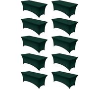 Utopia Kitchen Spandex Tablecloth 10 Pack [6FT, Hunter Green] Tight, Fitted, Washable and Wrinkle Resistant Stretch Rectangular Patio Table Cover for Event, Wedding, Banquet & Parties[183Lx76Wx76H]cm