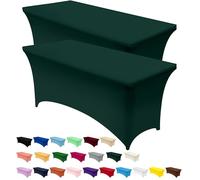 Utopia Kitchen Spandex Tablecloth 2 Pack [4FT, Hunter Green] Tight, Fitted, Washable and Wrinkle Resistant Stretch Table Cloth Rectangle Cover for Trade Show, Weddings & Parties [48Lx30Wx30H Inch]