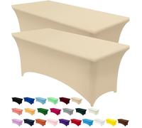 Utopia Kitchen Spandex Tablecloth 2 Pack [6FT, Champagne] Tight, Fitted, Washable and Wrinkle Resistant Stretch Rectangular Patio Table Cover for Event, Wedding, Banquet & Parties [72Lx30Wx30H Inch]