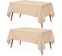 Utopia Kitchen Square Table Cloth 2 Pack (60x84 Inches, Beige), Tablecloth Machine Washable, Polyester Table Cover for Dining, Buffet Parties, Picnics, Events, Weddings and Restaurants