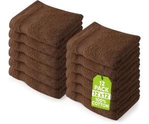 Utopia Luxury Washcloths 13" x 13" 12 pack - Dark Brown