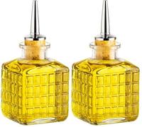 Utopia Picasso Dash Bottle - Vintage Cut Glass 150ml / 5.25oz Oil & Bitters Pourer with Cork Stopper - Durable Soda-Lime Glass Barware (Pack of 2)