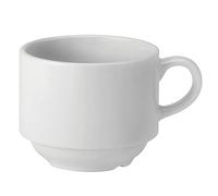Utopia Pure White Stacking Cup 7oz / 200ml - Case of 24 - Vitrified Porcelain Mugs, Coffee Mugs