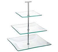 Utopia R90058 Square Glass Plate Stands, Aura 3 Tiered, 9.75", 8", 5.75", 24.5 cm, 20 cm, 14.5 cm