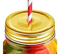 Utopia R90092-000000-B01024 Gold Jar Lid with Straw Hole, 7 cm Size, Pack of 24