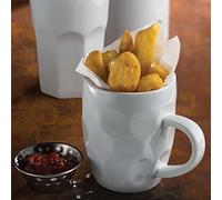 Utopia Titan Ceramic Dimple Mug 20oz / 568ml - White Beer Tankard for Use as a Chip Cup and Food Presentation
