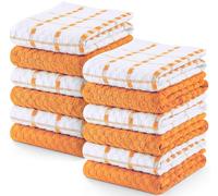 Utopia Towels -12 Kitchen Tea Towels Set - 38 x 64 cm - 100% Ring Spun Cotton Super Soft and Absorbent Dish, Bar Towels (Orange)