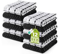 Utopia Towels -12 Kitchen Towels Set - 38 x 64 cm - 100% Ring Spun Cotton Super Soft and Absorbent Dish Towels, Tea and Bar Towels (Black)