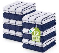 Utopia Towels -12 Kitchen Towels Set - 38 x 64 cm - 100% Ring Spun Cotton Super Soft and Absorbent Dish, Tea and Bar (Navy)
