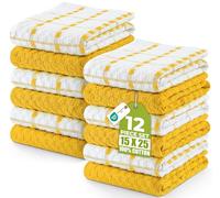 Utopia Towels -12 Kitchen Towels Set - 38 x 64 cm - 100% Ring Spun Cotton Super Soft and Absorbent Dish/Tea Towels and Bar Towels (Yellow)