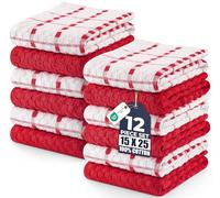 Utopia Towels -12 Kitchen Towels Set - 38 x 64 cm - 100% Ring Spun Cotton Super Soft and Absorbent Dish, Tea and Bar Towels (Red)