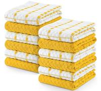 Utopia Towels -12 Kitchen Towels Set - 38 x 64 cm - 100% Ring Spun Cotton Super Soft and Absorbent Dish/Tea Towels and Bar Towels (Yellow)