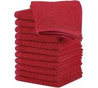 Utopia Towels 12 Pack Cotton Washcloths Set - 100% Ring Spun Cotton, Premium Quality Flannel Face Cloths, Highly Absorbent and Soft Feel Fingertip Towels (Red)