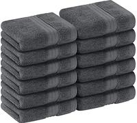 Utopia Towels 12 Pack Luxury Flannel Face Cloth Set, 30 x 30 CM, Grey