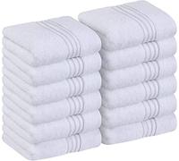 Utopia Towels 12 Pack Luxury Flannel Face Cloth Set, 30 x 30 CM, White
