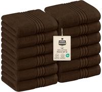 Utopia Towels - 12 Pack Luxury Wash Cloths Set (30 x 30 CM) 100% Cotton Ring Spun, Highly Absorbent and Soft Feel Washcloths for Bathroom, Spa, Gym, and Face Towel (Brown)