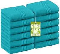 Utopia Towels - 12 Pack Luxury Wash Cloths Set (30 x 30 CM) 100% Cotton Ring Spun, Highly Absorbent and Soft Feel Washcloths for Bathroom, Spa, Gym, and Face Towel (TURQUOISE)