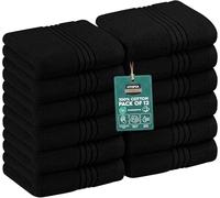 Utopia Towels - 12 Pack Luxury Wash Cloths Set (30 x 30 CM) 100% Cotton Ring Spun, Highly Absorbent and Soft Feel Washcloths for Bathroom, Spa, Gym, and Face Towel (Black)