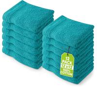 Utopia Towels 12 Pack Premium Wash Cloths Set, 12 by 12 Inches, 100% Cotton Ring Spun, Highly Absorbent and Soft Feel Essential Washcloths for Bathroom, Spa, Gym, and Face, Turquoise