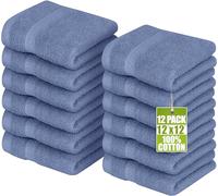 Utopia Towels [12 Pack Premium Wash Cloths Set Towel (12x12 Inches) 100% Cotton Ring Spun, Highly Absorbent and Soft Feel Essential Washcloths for Bathroom, Spa, Gym, and Face Towel (Electric Blue)