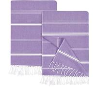 Utopia Towels 2 Pack Turkish Beach Towel (100 x 180 cm) - 100% Cotton Oversized Sand Free Lightweight Quick-Dry Turkish Towel, Prewashed for Soft Feel, Large Peshtemal Towel for Travel (Purple)