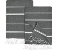 Utopia Towels 2 Pack Turkish Beach Towel (100 x 180 cm) - 100% Cotton Oversized Sand Free Lightweight Quick-Dry Turkish Towel, Prewashed for Soft Feel, Large Peshtemal Towel for Travel (Grey)