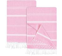 Utopia Towels 2 Pack Turkish Beach Towel (100 x 180 cm) - 100% Cotton Oversized Sand Free Lightweight Quick-Dry Turkish Towel, Prewashed for Soft Feel, Large Peshtemal Towel for Travel (Pink)