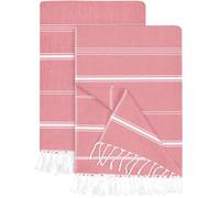 Utopia Towels 2 Pack Turkish Beach Towel (100 x 180 cm) - 100% Cotton Oversized Sand Free Lightweight Quick-Dry Turkish Towel, Prewashed for Soft Feel, Large Peshtemal Towel for Travel (Red)