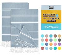 Utopia Towels 2 Pack Turkish Beach Towel (100 x 180 cm) - 100% Cotton Oversized Sand Free Lightweight Quick-Dry Turkish Towel, Prewashed for Soft Feel, Large Peshtemal Towel for Travel (Denim Blue)