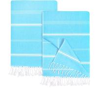 Utopia Towels 2 Pack Turkish Beach Towel (100 x 180 cm) - 100% Cotton Oversized Sand Free Lightweight Quick-Dry Turkish Towel, Prewashed for Soft Feel, Large Peshtemal Towel for Travel (Blue)