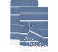Utopia Towels 2 Pack Turkish Beach Towel (100 x 180 cm) - 100% Cotton Oversized Sand Free Lightweight Quick-Dry Turkish Towel, Prewashed for Soft Feel, Large Peshtemal Towel for Travel (Navy)