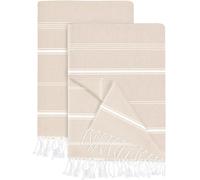 Utopia Towels [2 Pack Turkish Beach Towel (40 x 72 Inches) - 100% Cotton Oversized Sand Free Lightweight Quick-Dry Turkish Towel, Prewashed for Soft Feel, Large Peshtemal Towel for Travel (Beige)