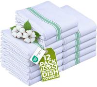 Utopia Towels - 200 GSM Green Dish Towels (12 Pack - 38 x 64 cm) 100% Cotton Dish Cloths Absorbent Bar Cloth, Kitchen Tea Towel for Catering, Drying and Washing