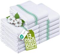 Utopia Towels - 200 GSM Green Dish Towels (12 Pack - 38 x 64 cm) 100% Cotton Dish Cloths Absorbent Bar Cloth, Kitchen Tea Towel for Catering, Drying and Washing