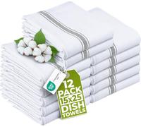 Utopia Towels - 200 GSM Grey Dish Towels(12 Pack - 38 x 64 cm) 100% Cotton Dish Cloths Absorbent Bar Cloth, Kitchen Tea Towel for Catering, Drying and Washing