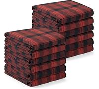 Utopia Towels - 200 GSM Plaid Check Dish Towels(12 Pack - 38 x 64 cm) 100% Cotton Dish Cloths Absorbent Bar Cloth, Kitchen Tea Towel for Catering, Drying and Washing