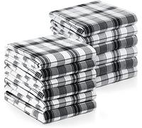Utopia Towels 200 GSM Plaid Check Dish Towels, 38 x 64 cm, 100% Ring Spun Cotton Dish ClothSuper Absorbent Linen Kitchen Towel, Soft Reusable Cleaning Bar Set (12 Pack, Black, White)